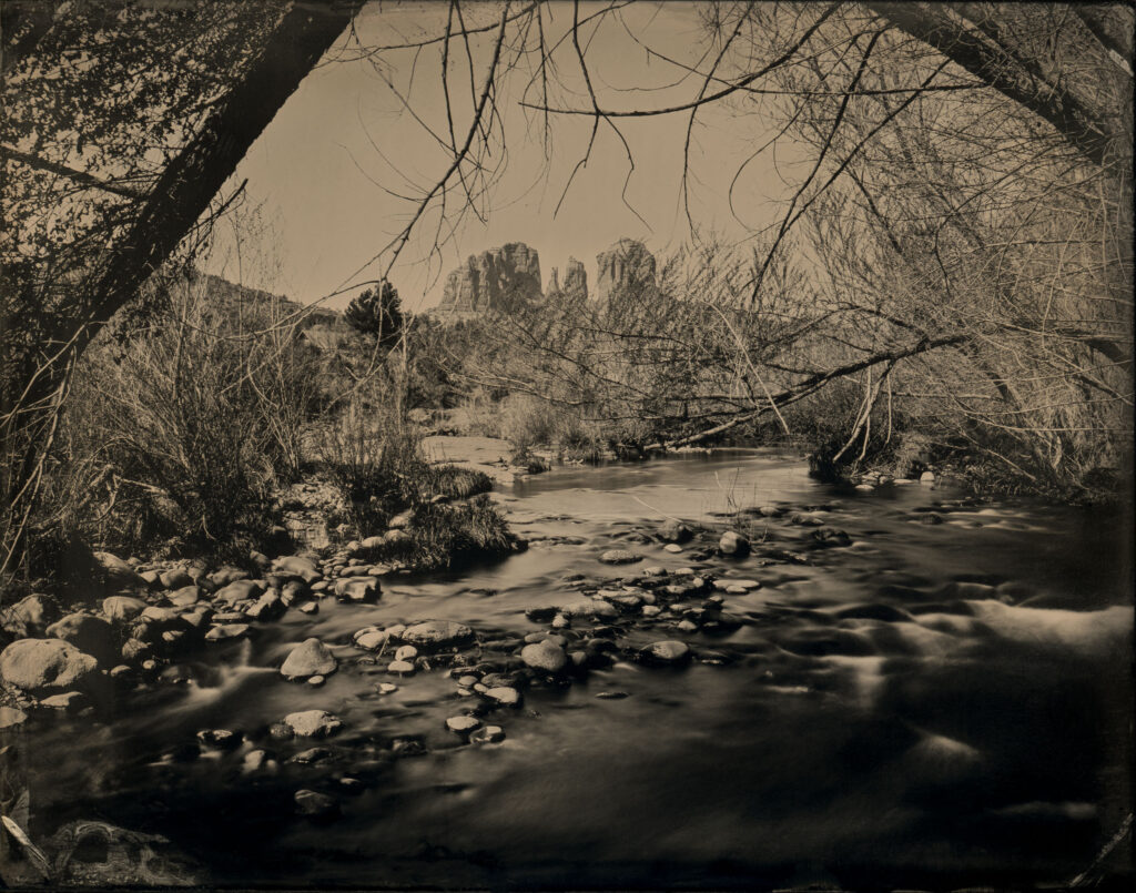 Mark Dawson's tintype photograph of Cathedral Rock and Oak Creek, Sedona, Arizona, 2024